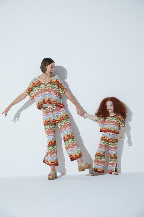 Calça Infantil Em Tricot Mix Tropical Vibrante